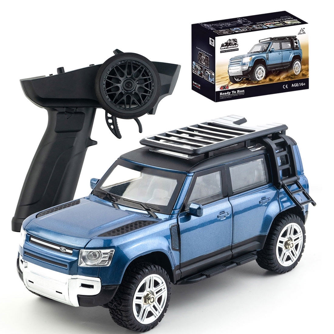 1/24 Scale RC Crawler Car, 2.4G 4WD Alloy Body Off-Road Climbing Truck with Realistic Lights, Ready-to-Run Electric Mini RC Car for Adults & Teens