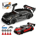 thumbnail image 1 of 1/24 Scale RC Drift Car, 2.4G Full Proportional 4WD Remote Control Racing Sport Car with 30KM/H High & LED Lights, RTR Toy Vehicle with Extra Tires and Roadblocks for Adults, 1 of 7