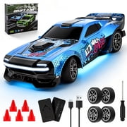 124 Scale RC Drift Car 4WD 2.4GHz 30KM/H High Speed Racing Sport Toy Car with LED Lights, Racing and Drift Wheels,Two Batteries