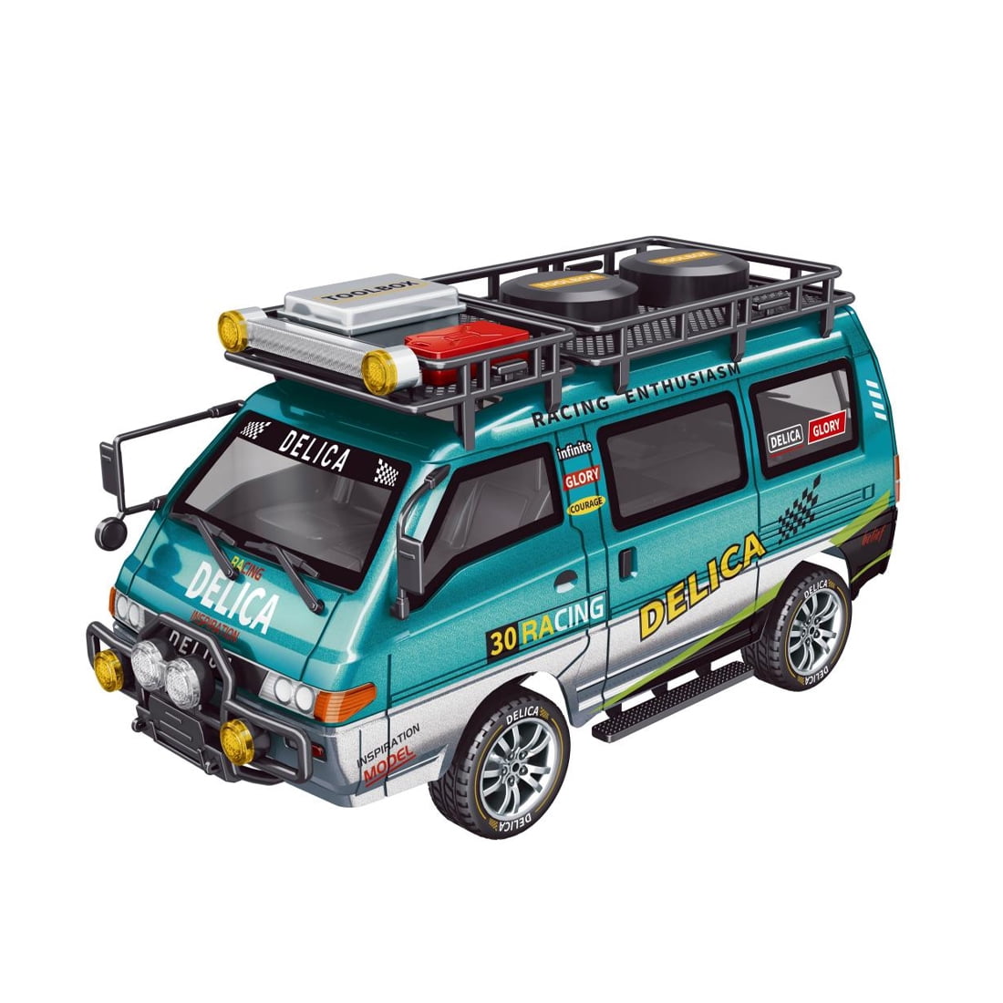 1/24 Scale RC Van, 2.4GHz 2WD Full-Scale Rear-Wheel Drive Delica RC Drift Car with 6km/h High Speed, Front Lights, USB Rechargeable Remote Control Crawler for Adults