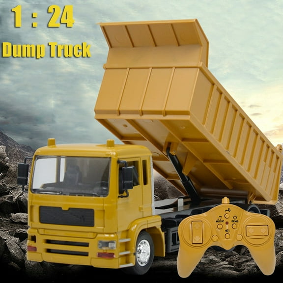 1/24 Scale Remote Control Dump Truck RC Construction Vehicle 2.4GHz Truck Toy for Lovers (Battery Included Inside Vehicle)