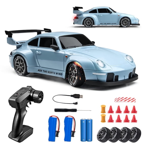 1:24 Scale Remote Control Vehicle with LED Lights, 2.4GHz 20KM/H 4WD High Speed RC Cars,