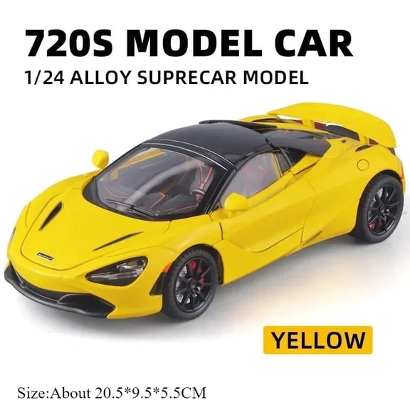 1:24 Senna GTR 720S Miniature Model Alloy Diecast Sports Car Toys Front Wheel Steering Sound Light Pull Back Boys Festival Gifts