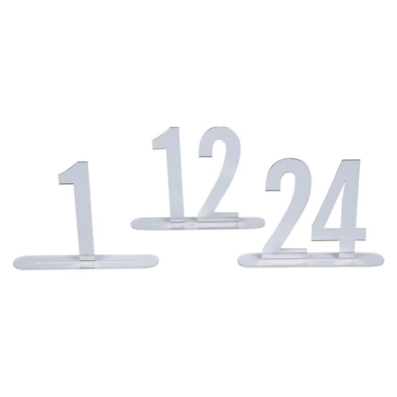 1-24 Silver Mirror Acrylic Table Number - Party Supplies - 24 Pieces