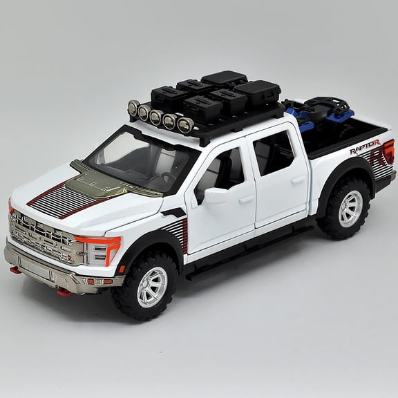 1: 24 Suitable for Ford pickup F150 alloy die-casting metal car model, with sound, light and rebound functions, children's toy car collection, boys' birthday gift