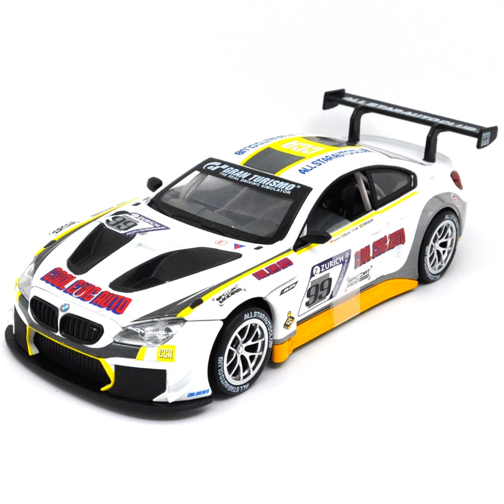 1: 24 Suitable for BMW M6 GT3 Alloy Car Die Casting Model Dynamic Sound and Light Toy Series Collection Gift Children's Birthday Gift