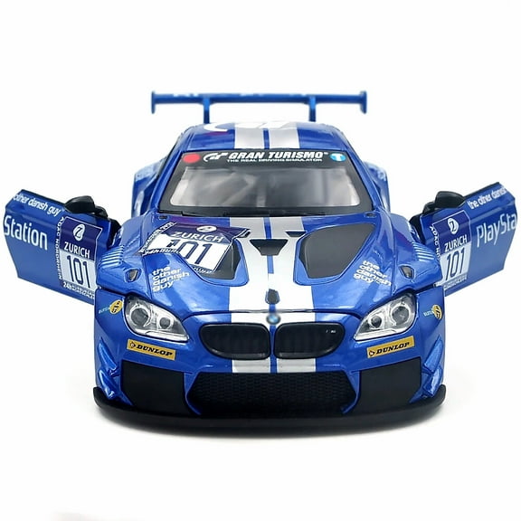 1: 24 Suitable for BMW M6 GT3 Alloy Car Die Casting Model Dynamic Sound and Light Toy Series Collection Gift Children's Birthday Gift