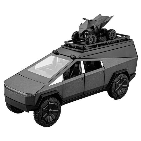 1:24 Tesla Pickup Camper Van, Truck Motorhome Toy Cars, Diecast Pull Back Model Cars, Collection Vehicles, Kids Toy for Aged 3 and up, Gift Gray