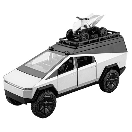 1:24 Tesla Pickup Camper Van, Truck Motorhome Toy Cars, Diecast Pull Back Model Cars, Collection Vehicles, Kids Toy for Aged 3 and up, Gift Silver