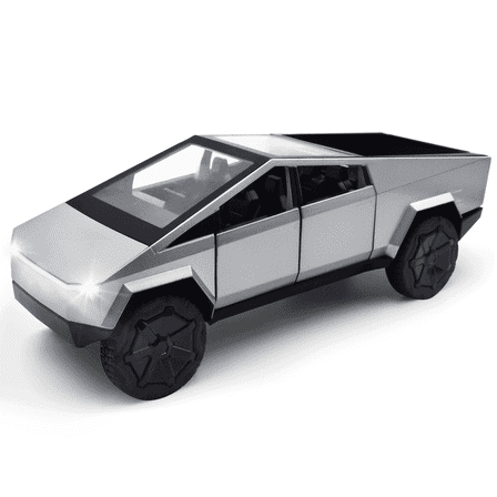 1/24 Truck Toy Alloy Diecast Metal Toy Trucks with Lights and Sounds, Pull Back Toy Cars for Kids Friends Ages 3 and Up( Silver)