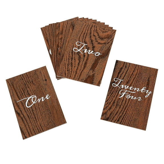 1-24 Wood Grain Table Numbers - Party Supplies - 24 Pieces