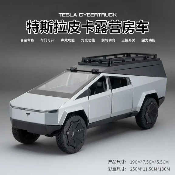 1:24 alloy Tesla pickup truck camping RV toy model decoration gift