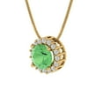 thumbnail image 1 of 1.24 ct Brilliant Round Cut Halo Green Diamond 18K Yellow Solid Gold Everyday Affordable Designer Necklace Pendant with 16" Chain, 1 of 7