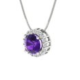 thumbnail image 1 of 1.24 ct Brilliant Round Cut Halo Natural Amethyst 14k White Solid Gold Everyday Affordable Designer Necklace Pendant with 16" Chain, 1 of 7