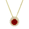 thumbnail image 1 of 1.24 ct Brilliant Round Cut Halo Natural Garnet 18K Yellow Gold Pendant with 16" Chain, 1 of 4