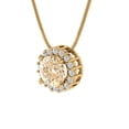 thumbnail image 1 of 1.24 ct Brilliant Round Cut Halo Natural Morganite 14k Yellow Solid Gold Everyday Affordable Designer Necklace Pendant with 18" Chain, 1 of 7