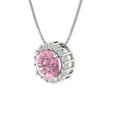thumbnail image 1 of 1.24 ct Brilliant Round Cut Halo Pink Diamond 14k White Solid Gold Everyday Affordable Designer Necklace Pendant with 16" Chain, 1 of 7