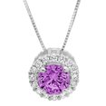 thumbnail image 1 of 1.24 ct Brilliant Round Cut Halo Simulated Alexandrite 14k White Gold Pendant with 18" Chain, 1 of 3