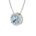 thumbnail image 1 of 1.24 ct Brilliant Round Cut Halo VVS1 Genuine Blue Natural Swiss Blue Topaz Solid 14k White Solid Gold Everyday Affordable Designer Necklace Pendant with 18" Solid Gold Chain by Clara Pucci, 1 of 6