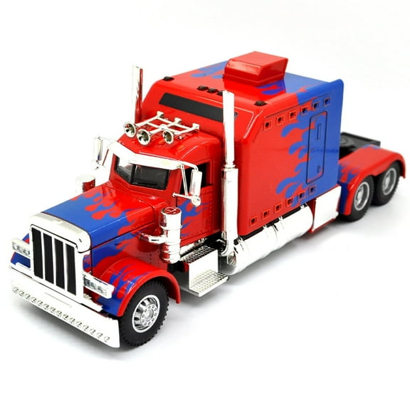 1: 24 ratio suitable for Peterbilt 389 tractor trailer toy truck children's car, Lonestar design, with functions, prefabricated semi-trailer, Reali