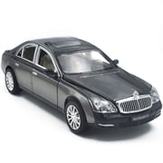 124 scale Maybach S62 alloy die-cast car model with opening doors, lights, sound and spring-back function. Boys toy car, childrens birthday gift.