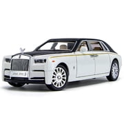 124 scale Rolls-Royce Phantom die-cast car model with opening doors, lights, sound and spring-back function. Boys toy car, childrens birthday gift.