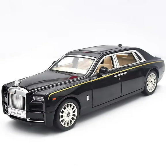 1:24 scale Rolls-Royce Phantom die-cast car model with opening doors, lights, sound and spring-back function. Boys' toy car, children's birthday gift.
