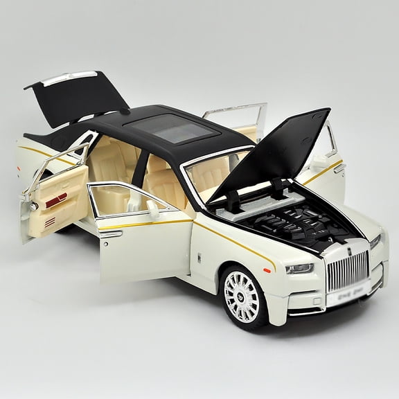 1:24 scale Rolls-Royce Phantom die-cast car model with opening doors, lights, sound and spring-back function. Boys' toy car, children's birthday gift.