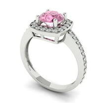 1.335 ct Round Cut Simulated Pink Diamond Solitaire with Accents Engagement Ring for Women in 18K White Gold