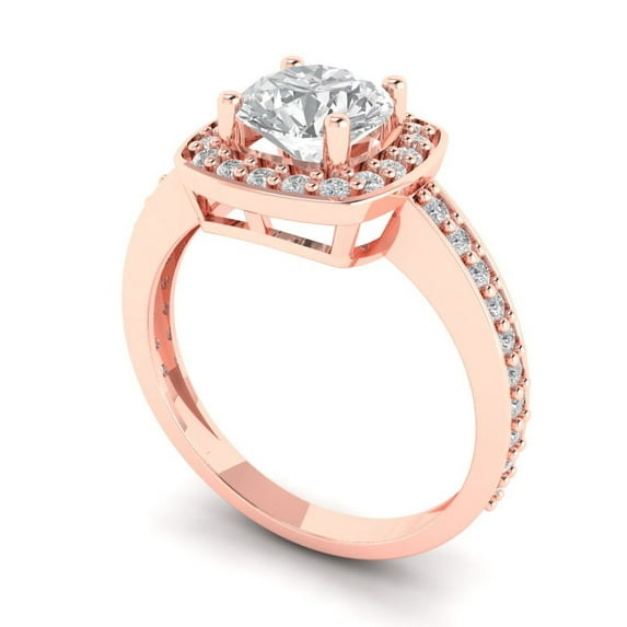 1.335 ct Round Cut White Sapphire Solitaire with Accents Engagement Ring for Women in 18K Rose Gold