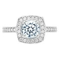thumbnail image 1 of 1.335 ct Round Cut Natural Aquamarine Solitaire with Simulated Diamond Accents 18K White Gold Womens Engagement Ring, 1 of 5