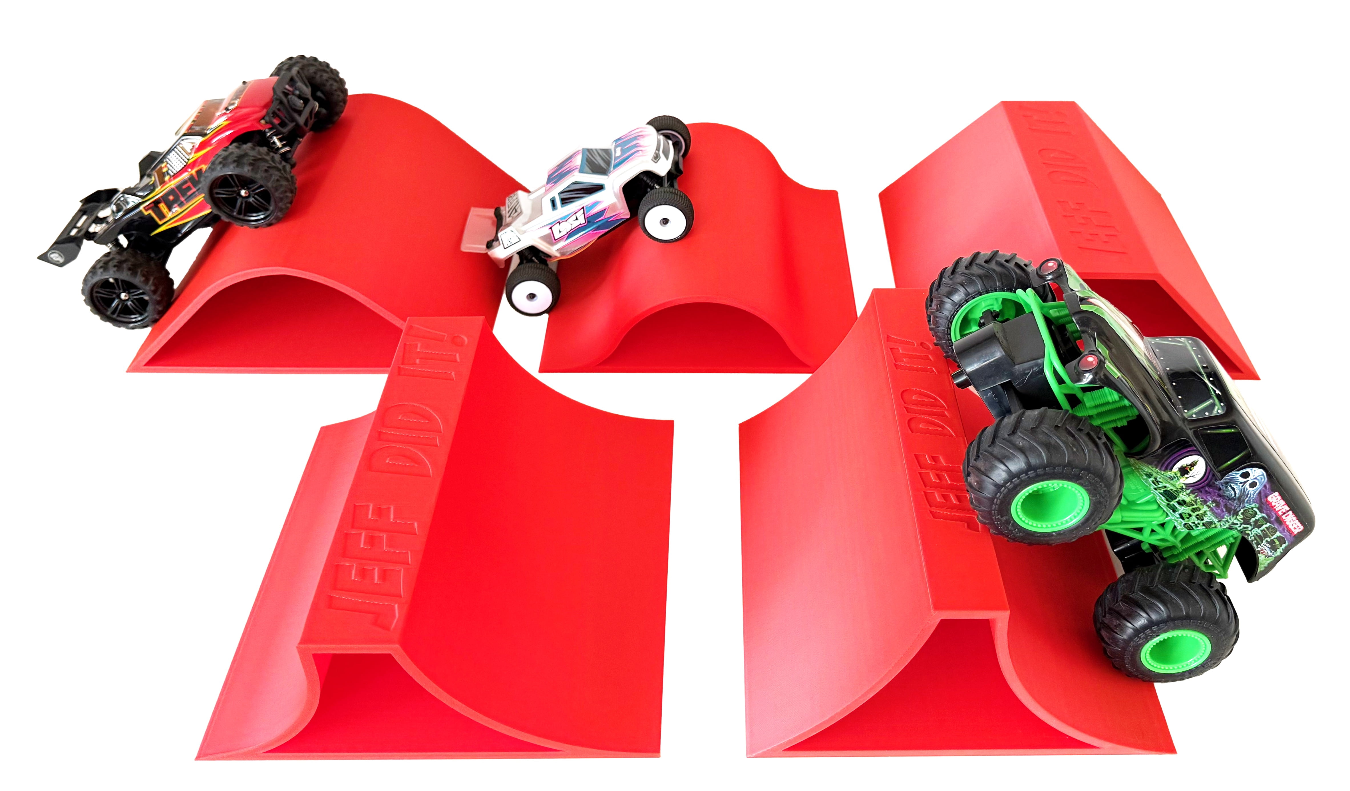 1/24th Monster Truck Ramp Set 1 Includes 5 Stunt/Jump Ramps Red - 200mm ...