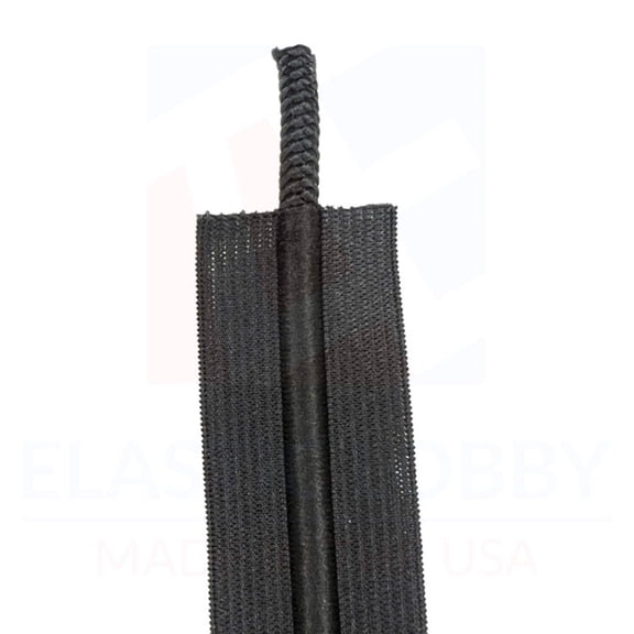 1.25" (32mm) Black Drawcord Elastic - US Made - 50 yards