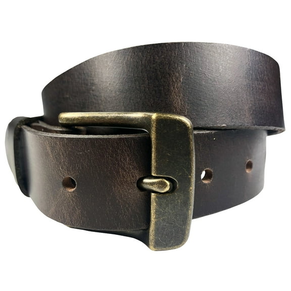 1.25"(32mm) Brown Solid Buffalo Leather Belt Handmade in Canada by Zelikovitz Size: 26 for 24" Waist