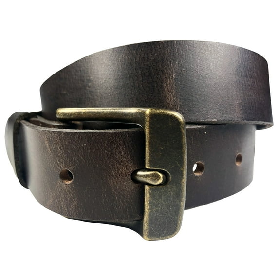 1.25"(32mm) Brown Solid Buffalo Leather Belt Handmade in Canada by Zelikovitz Size: 28 for 26" Waist