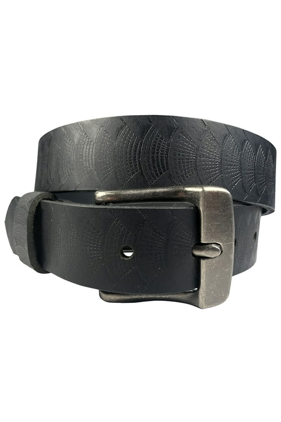 1.25"(32mm) Embossed Reptile Weave Black Buffalo Leather Belt Handmade in Canada by Zelikovitz Size 26-46 Size: 26 for 24" Waist