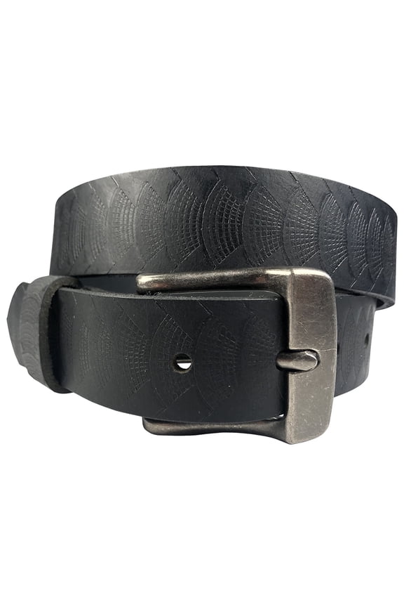 1.25"(32mm) Embossed Reptile Weave Black Buffalo Leather Belt Handmade in Canada by Zelikovitz Size 26-46 Size: 44 for 42" Waist