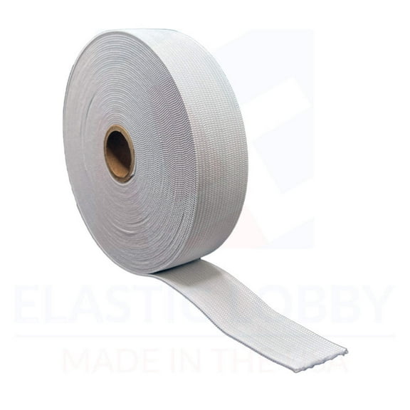 1.25" (32mm) Heavy White Knitted Elastic - US Made - 50 yards