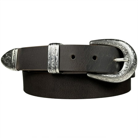 1.25" (32mm) South Western Style Buffalo Leather Belts - Brown (36 for 34" Waist)