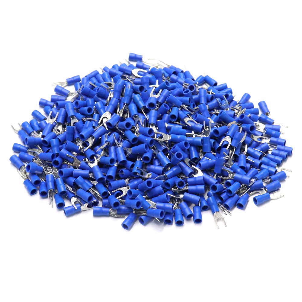 1.25-422-16 blue insulated fork fork terminal wire connector, electrical crimp terminal, 500 pieces