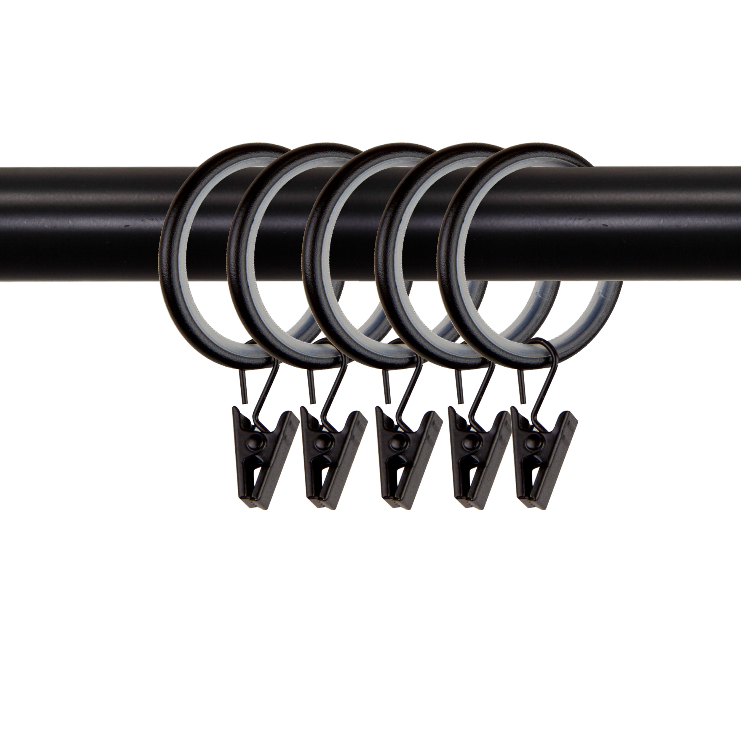 1.25" Black Curtain Rings, by PlusCasa (10 Pack)