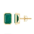 thumbnail image 1 of Rosec Jewels Real Emerald Cut Emerald Solitaire Stud Earrings - 1.3 Ct - AAA Quality - May Birthstone Earrings with Jewelry Box, 10K Yellow Gold, 1 of 8