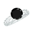 thumbnail image 1 of Rosec Jewels Natural Black Onyx Solitaire Ring for Women - 8 mm - December Birthstone Ring - AAA Quality - with Jewelry Box, 18K White Gold, US 4.00, 1 of 8