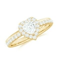 thumbnail image 1 of Rosec Jewels Certified Cubic Zirconia Heart Engagement Ring for Women, Elegant Zircon Ring in Prong Setting, 18K Yellow Gold, US 6.50, 1 of 7