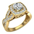 thumbnail image 1 of 1.25 CT Intertwined Diamond Engagement Ring Cushion Shape 14K Gold (H,SI1), 1 of 5
