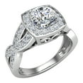 thumbnail image 1 of 1.25 CT Intertwined Diamond Engagement Ring Cushion Shape 14K White Gold (H,SI1), 1 of 5