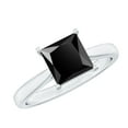 thumbnail image 1 of Rosec Jewels Certified Lab Grown Black Diamond Princess Cut Engagement Ring 1 Ct - Black Diamond Ring (6 mm, AAAA Grade), 925 Sterling Silver, US 5.00, 1 of 8
