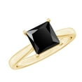 thumbnail image 1 of Rosec Jewels Certified Lab Grown Black Diamond Princess Cut Engagement Ring 1 Ct - Black Diamond Ring (6 mm, AAAA Grade), 18K Yellow Gold, US 10.00, 1 of 8