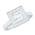 thumbnail image 1 of Rosec Jewels Moissanite Princess Cut Engagement Ring with Halo - Vintage Style Ring - D-VS1 Grade Certified, 925 Sterling Silver, US 8.50, 1 of 8