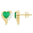 thumbnail image 1 of Rosec Jewels 1.25 CT Natural Emerald Stud Earrings with Diamond Stone, Heart Shape Emerald Earrings for Women, 18K Yellow Gold, 1 of 8